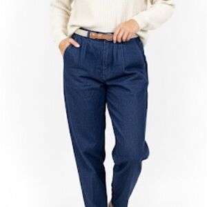 Vintage Brittania Pleat Front Jeans Braided Belt High Rise Long